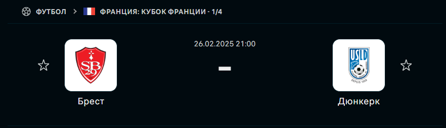 Стад Брестуа 29 — Дюнкерк: прогноз (26 февраля 2025)