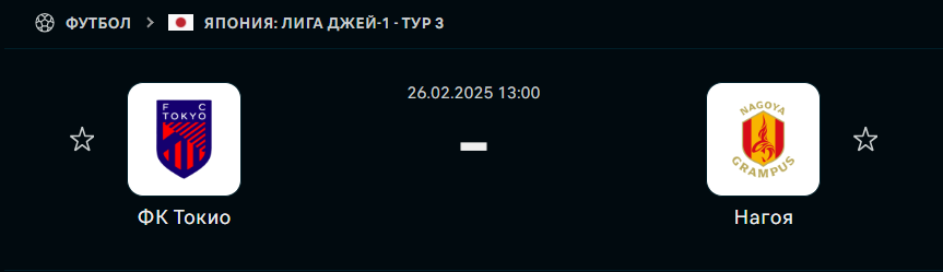 Токио — Нагоя Грампус: прогноз (26 февраля 2025)