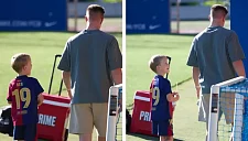 Тер Штеген удивил команду визитом на тренировку с сыном